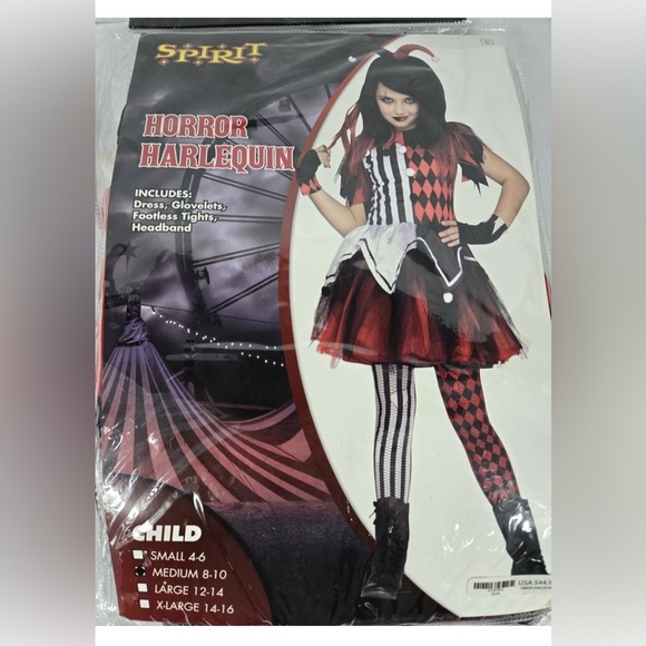 Spirit Halloween Other - Spirit Halloween Girls Horror Harlequinn Cosplay Costume - Medium 8-10